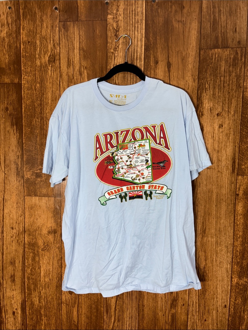 Smda Arizona Light Blue Short Sleeve Graphic Tee with Red Accent